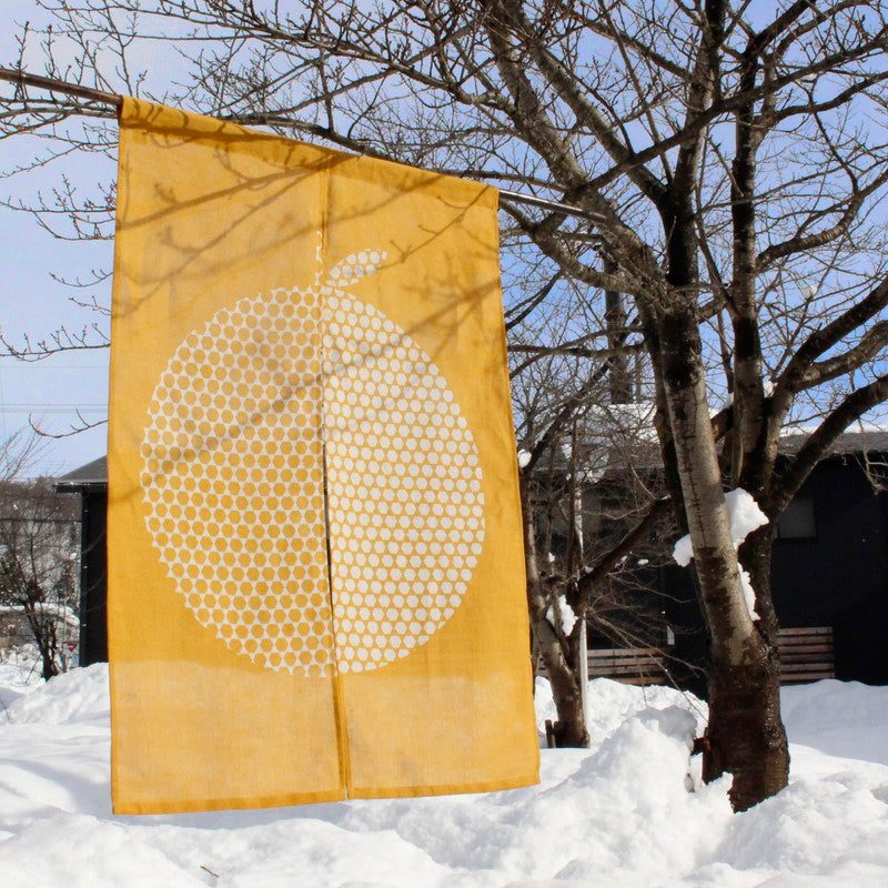 Japanese Curtain (Noren) / Ramie / Kikko Apple / Yellow / W84xH120cm