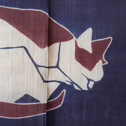 Japanese Curtain (Noren) / Ramie / Cat / Indigo / W84xH120cm