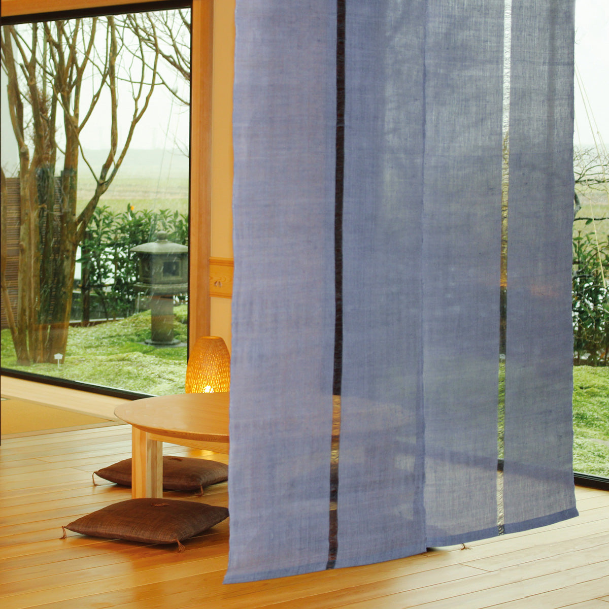 Japanese Curtain (Noren) / Ramie / IONO-Woven/ Plain Blue / W90xH150cm