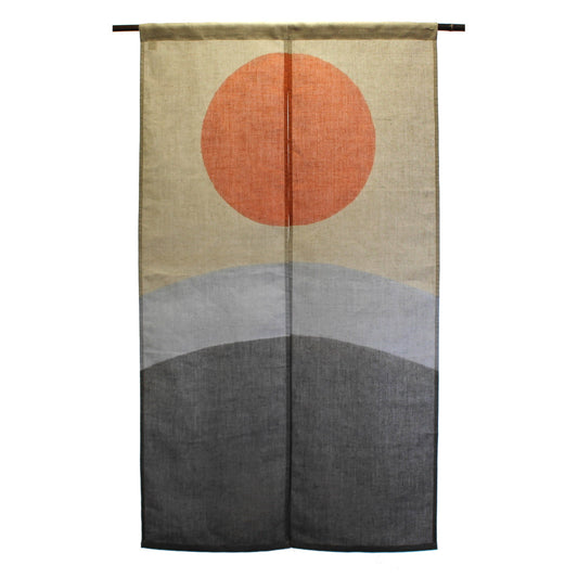 Japanese Curtain (Noren) / Ramie / Hino-De-Koku(Land of the rising sun) / Gray / W84xH150cm