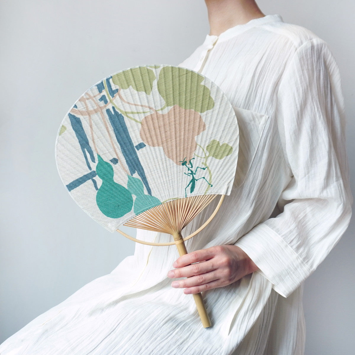 Japanese Uchiwa Fan / Ramie / Gourd / W28xH40cm