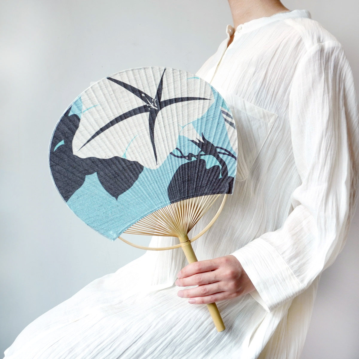 Japanese Uchiwa Fan / Ramie / Morning Glory / W28xH40cm