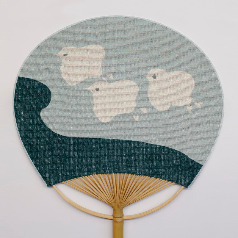 Japanese Uchiwa Fan / Ramie / Plover / W28xH40cm