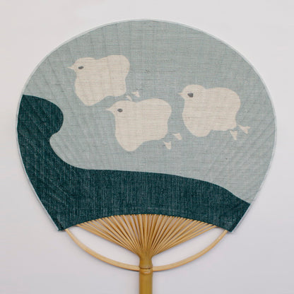 Japanese Uchiwa Fan / Ramie / Plover / W28xH40cm