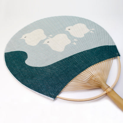 Japanese Uchiwa Fan / Ramie / Plover / W28xH40cm