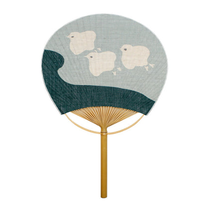 Japanese Uchiwa Fan / Ramie / Plover / W28xH40cm