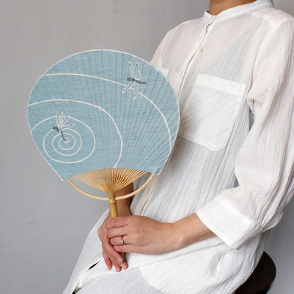 Japanese Uchiwa Fan / Ramie / Dragonfly / W28xH40cm
