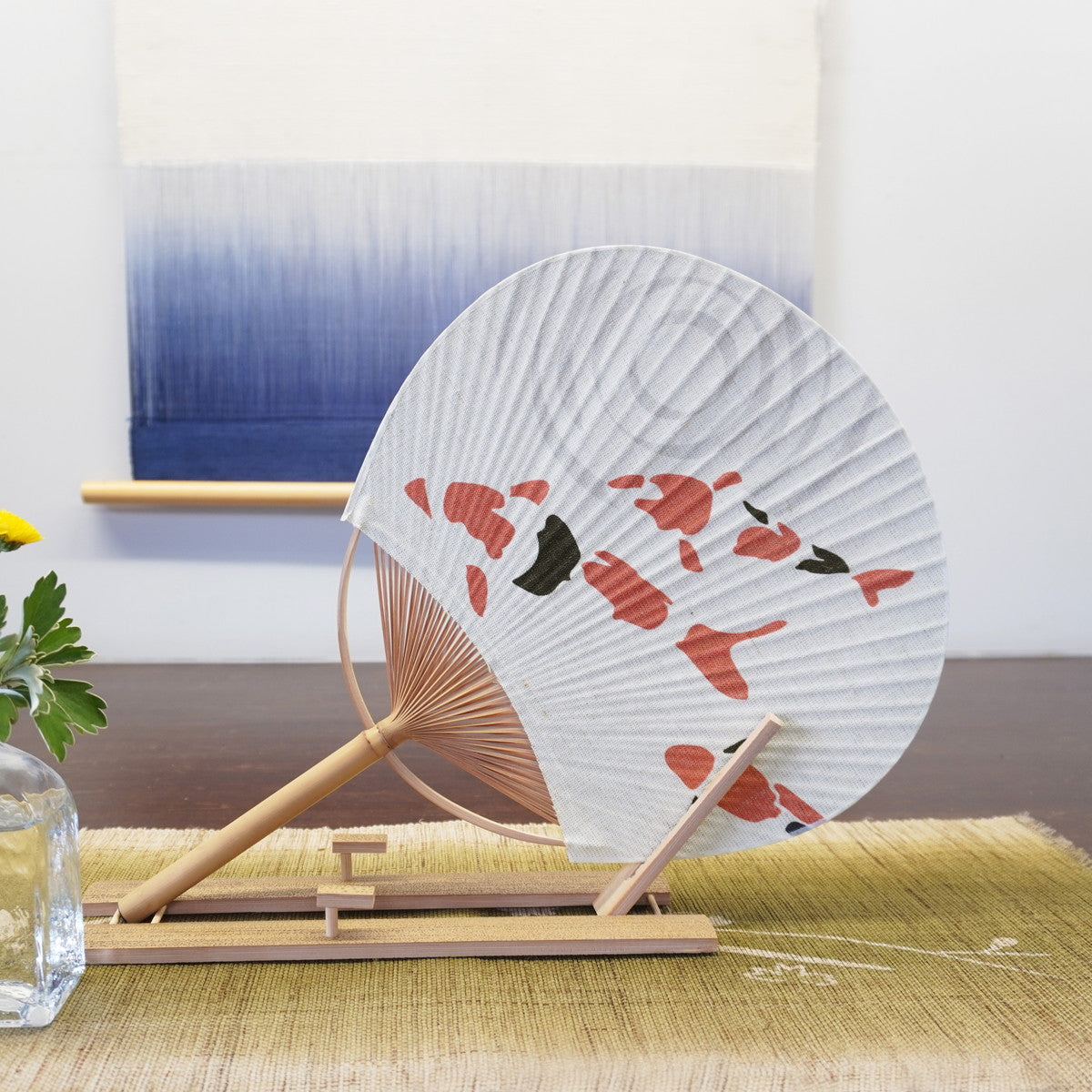 Japanese Uchiwa Fan / Ramie / Koi Fish / W28xH40cm