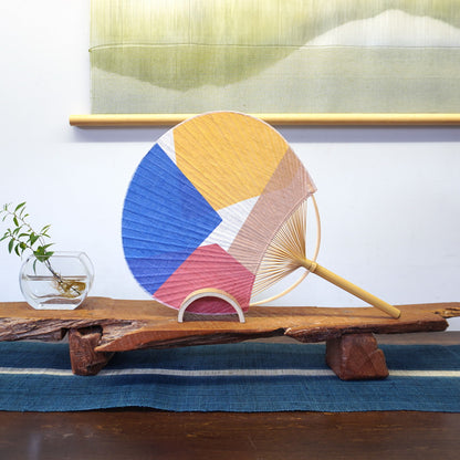 Japanese Uchiwa Fan / Ramie / Shikisai / W28xH40cm