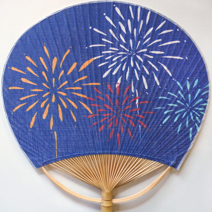 Japanese Uchiwa Fan / Ramie / Fireworks / W28xH40cm