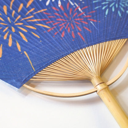 Japanese Uchiwa Fan / Ramie / Fireworks / W28xH40cm
