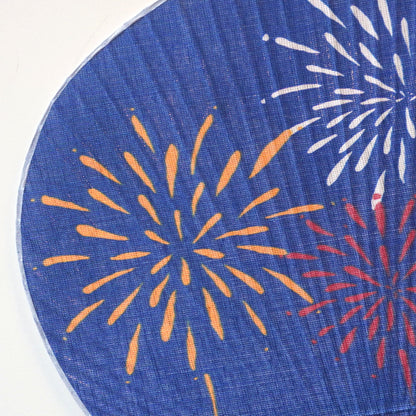 Japanese Uchiwa Fan / Ramie / Fireworks / W28xH40cm