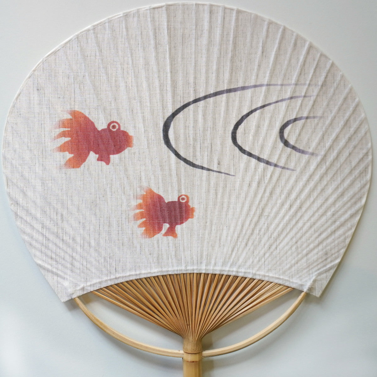 Japanese Uchiwa Fan / Ramie / Goldfish / W28xH40cm