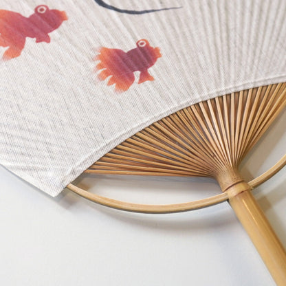 Japanese Uchiwa Fan / Ramie / Goldfish / W28xH40cm