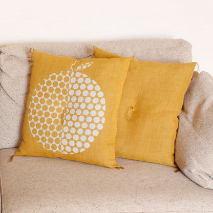 Zabuton (Japanese Cushion) / Turtle-Shell-Apple / Mustard Yellow / W42xH45cm