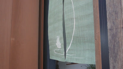 Japanese Curtain (Noren) / Ramie / Frog /  Grayish-green / W84xH120cm