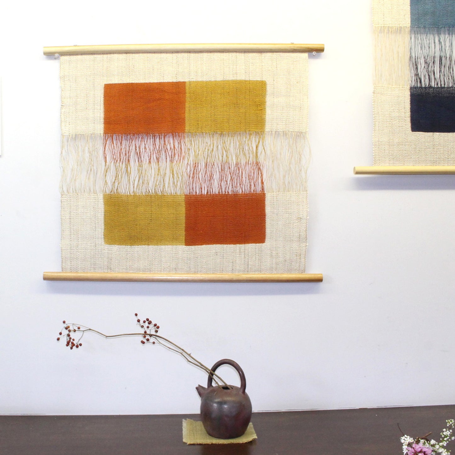 Tapestry / Ramie / Loosely-woven / Duet / Orange / W60xH55cm