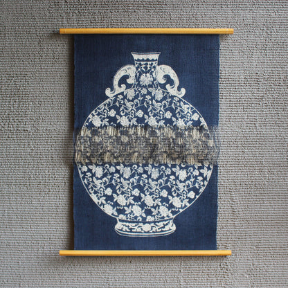 Tapestry / Ramie / Loosely-woven / Jar Pattern / Indigo / W60xH90cm