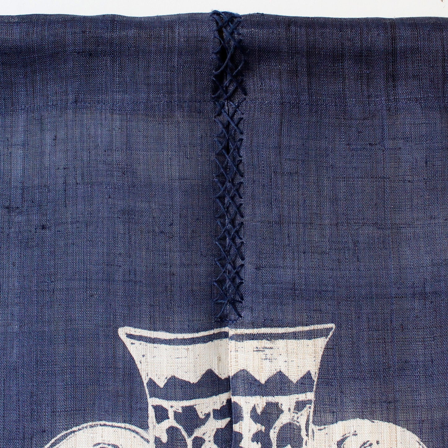 Japanese Curtain (Noren) / Ramie / Vase / Navy / W90xH120cm