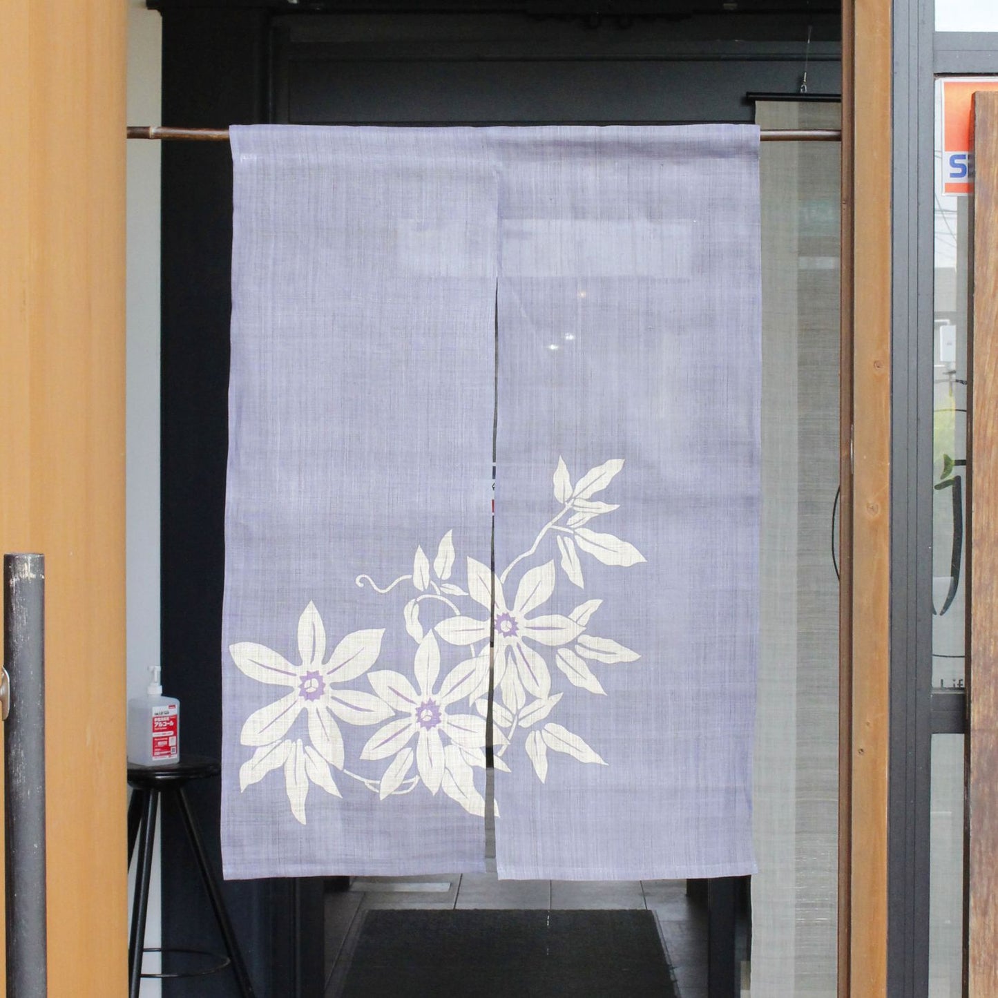Japanese Curtain (Noren) / Ramie / Clematis / Light Blue / W84xH120cm