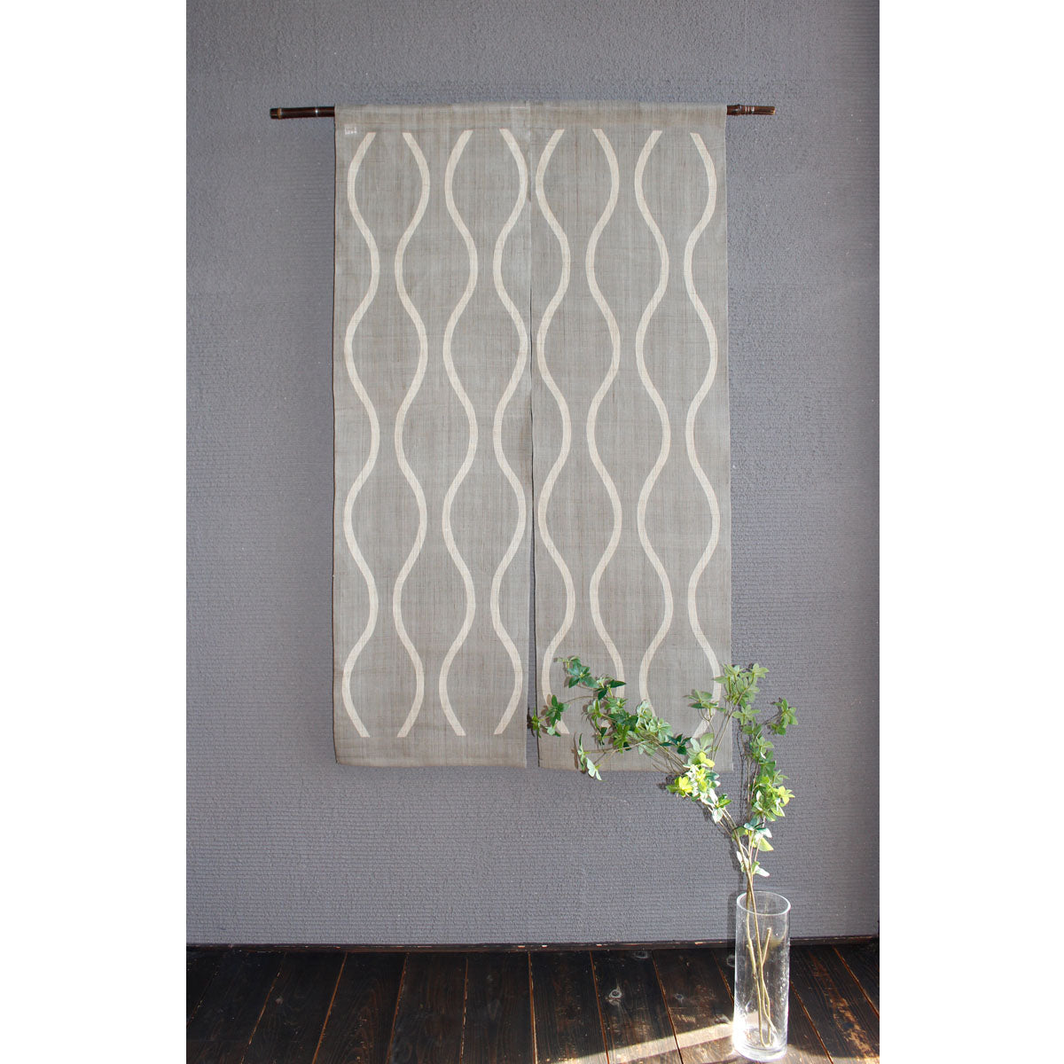 Japanese Curtain (Noren) / Ramie / Tatewaku / Grey / W84xH150cm