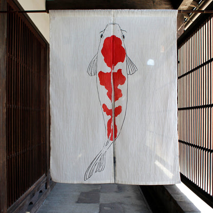 Japanese Curtain (Noren) / Coloured carp (Nishiki-GOI) / Chijimi-cloth / W84xH120cm