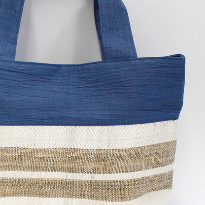 Tote Bag / Ramie / Striped pattern / Navy