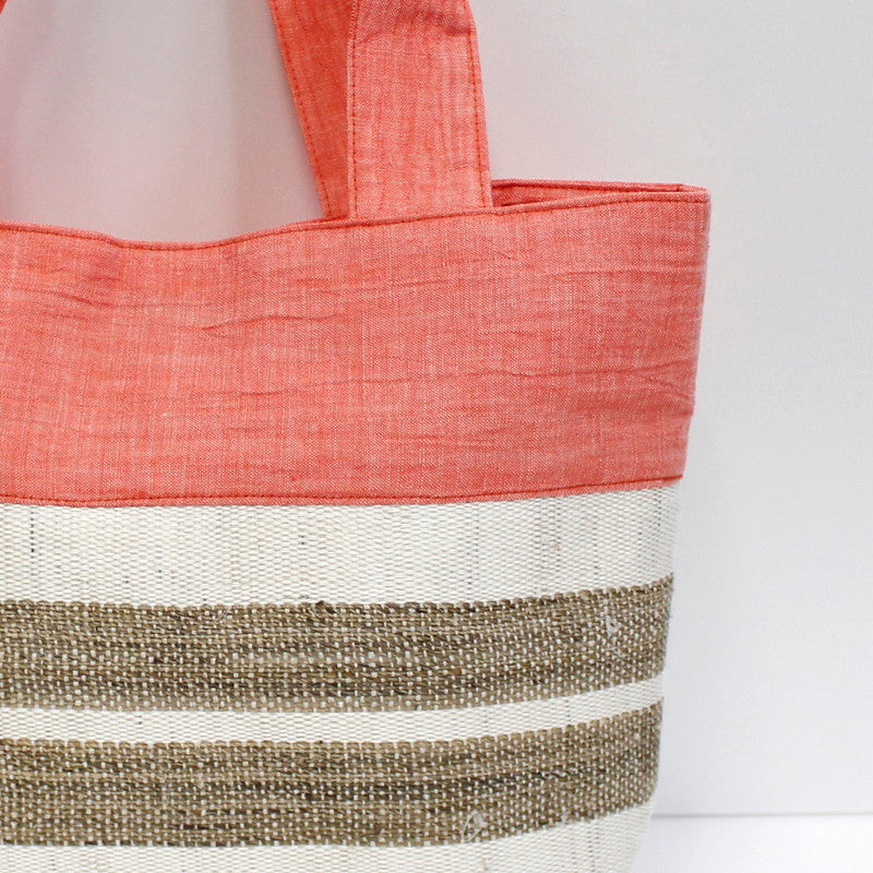 Tote Bag / Ramie / Striped pattern / Scarlet