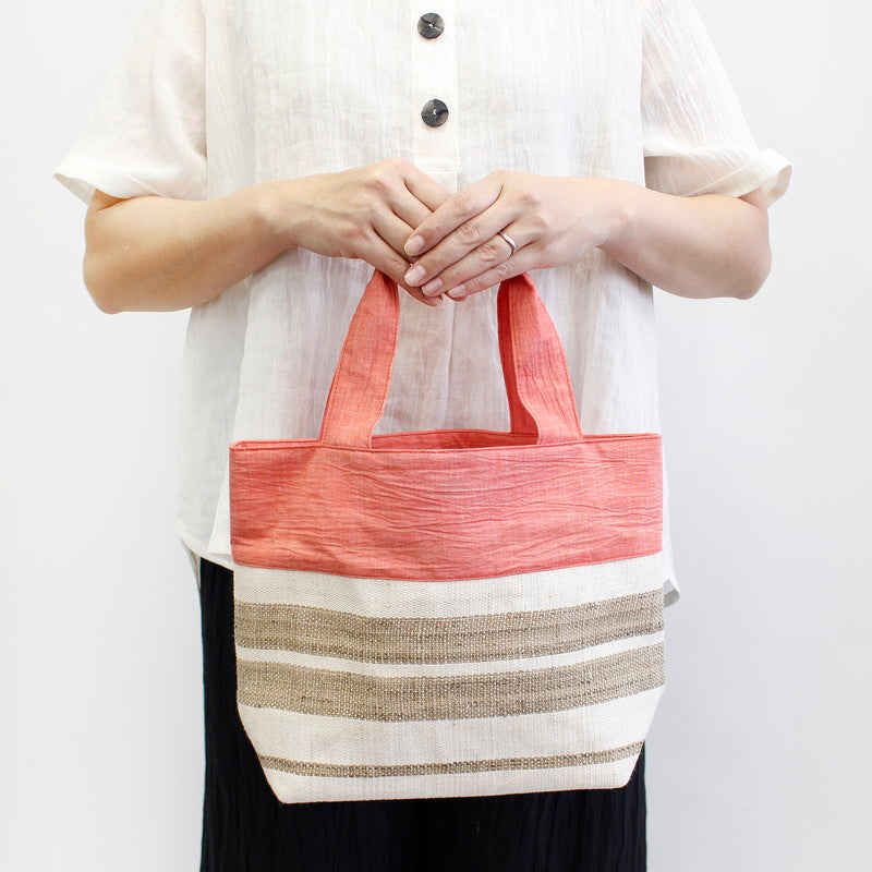 Tote Bag / Ramie / Striped pattern / Scarlet