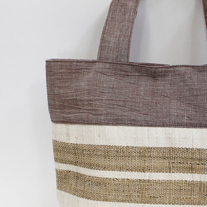 Tote Bag/Ramie/Striped pattern/Plum color