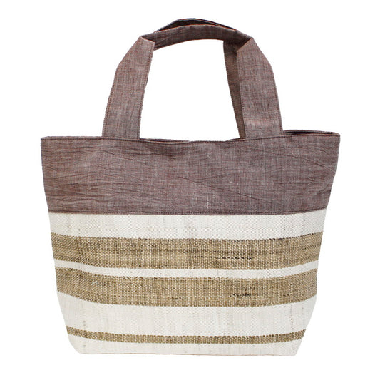 Tote Bag/Ramie/Striped pattern/Plum color