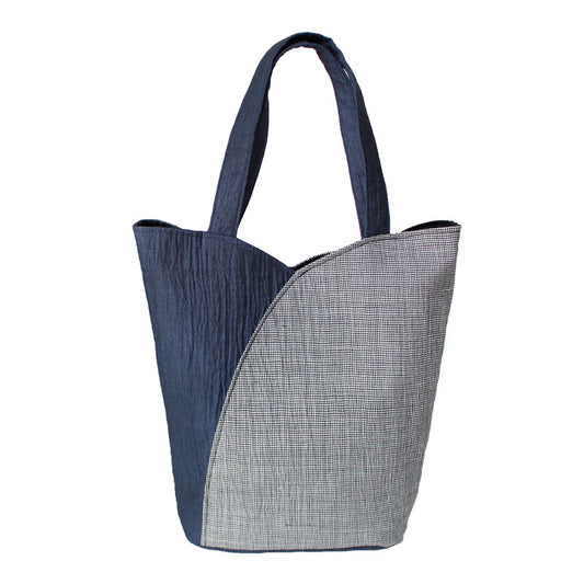 Chijimi Tulip-shaped Bag / Houndstooth / Navy