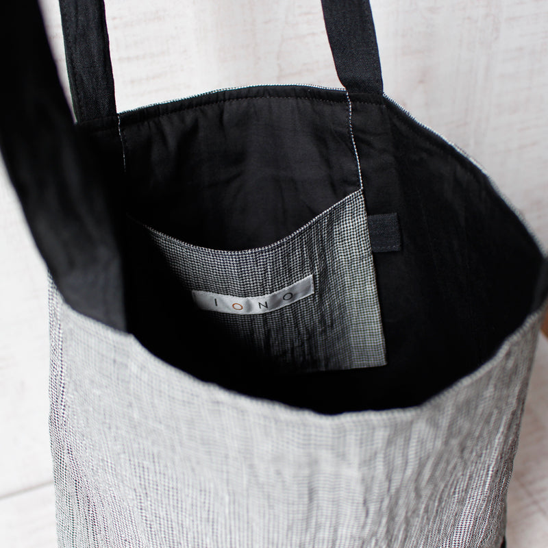 Chijimi Folding Bag / Houndstooth / Black / Eco Bag