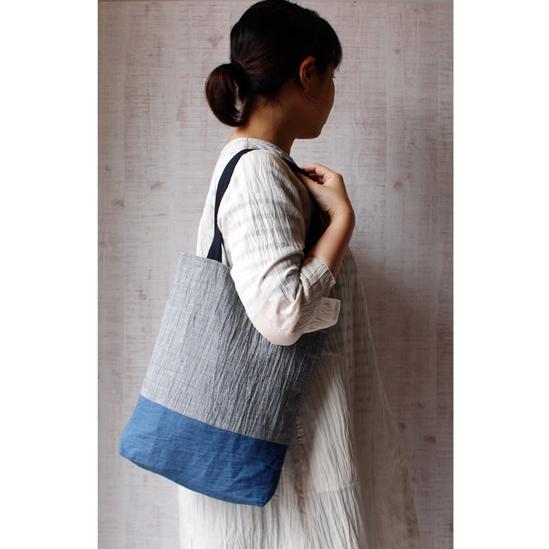 Chijimi Folding Bag / Houndstooth / Blue / Eco Bag