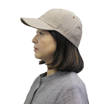 Chijimi Cap (unisex) / Striped pattern / Beige / Ramie / Made in Japan