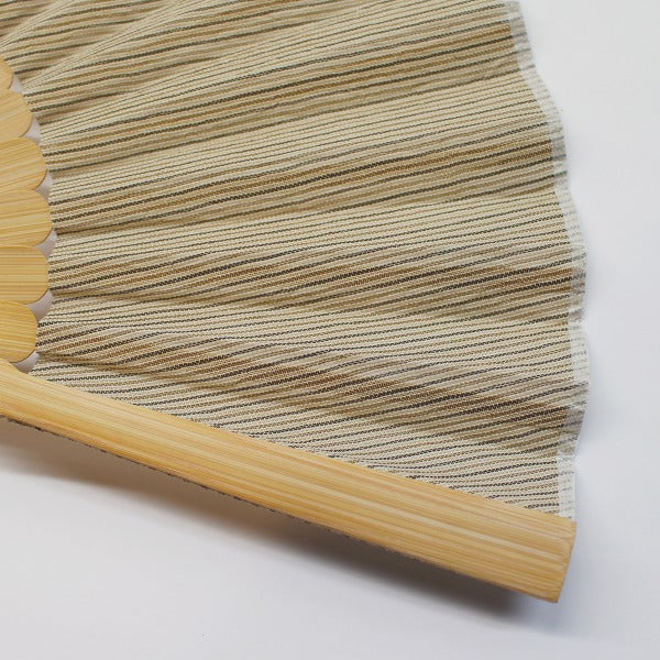 Folding Fan / Ojiya-Chijimi / Striped Pattern / Beige