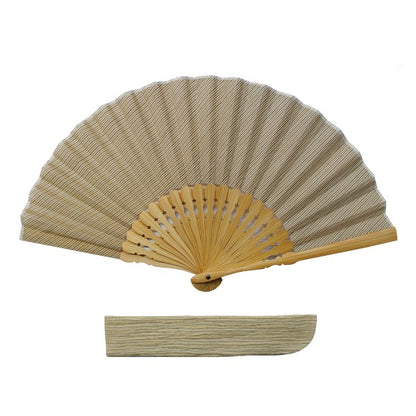 Folding Fan / Ojiya-Chijimi / Striped Pattern / Beige
