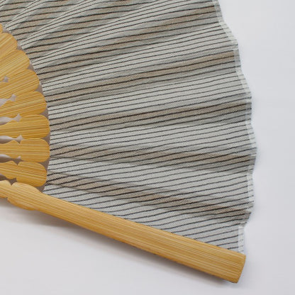 Folding Fan / Ojiya-Chijimi / Striped Pattern / Grey