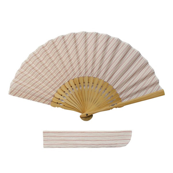 Folding Fan / Ojiya-Chijimi / Striped Pattern / Red