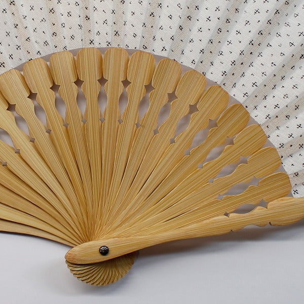 Folding Fan / Ojiya-Chijimi / Cross Kasuri / White