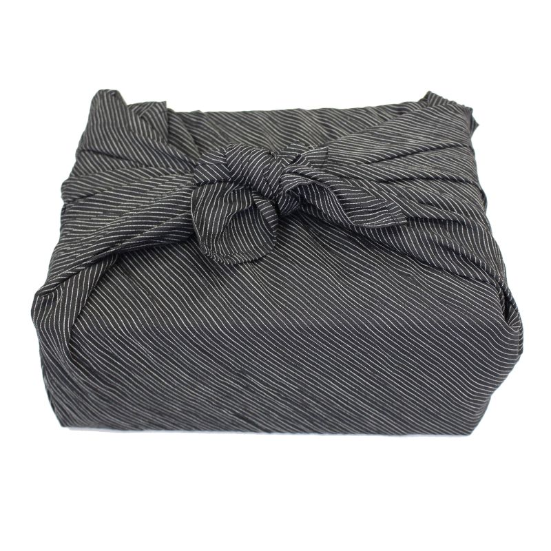 Chijimi Wrapping Cloth (Furoshiki) / Stripe Black