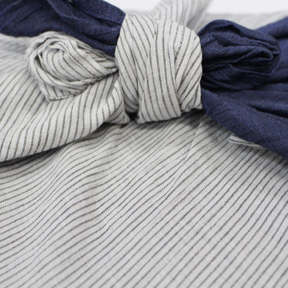 Chijimi Wrapping Cloth (Furoshiki) / StripeGray+Navy