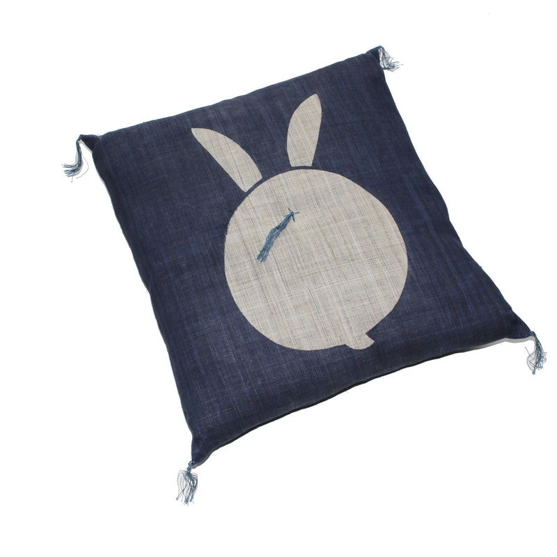 Zabuton (Japanese Cushion) / Ramie / Rabbit / Navy / W42xH45cm