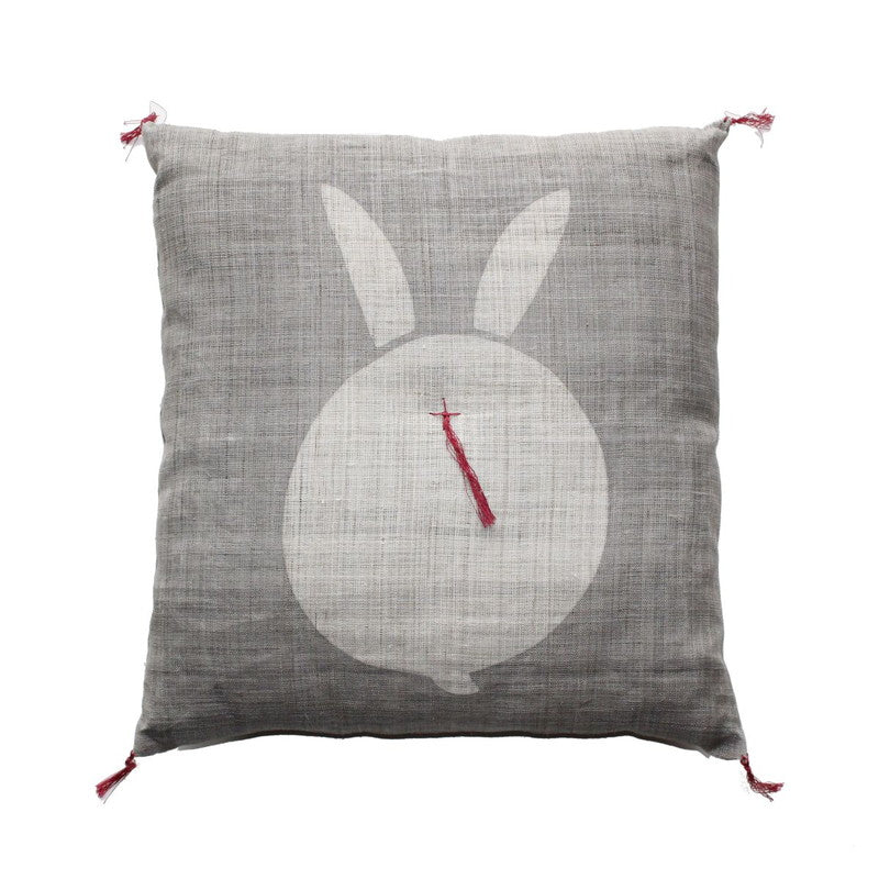 Zabuton (Japanese Cushion) / Ramie / Rabbit / Grey / W42xH45cm
