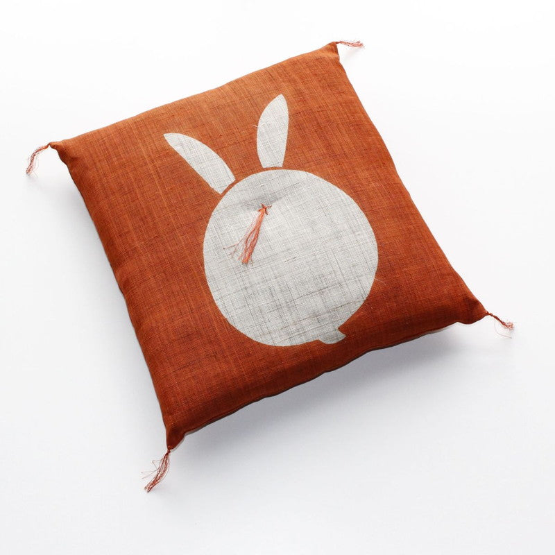 Zabuton (Japanese Cushion) / Ramie / Rabbit / Orange / W42xH45cm
