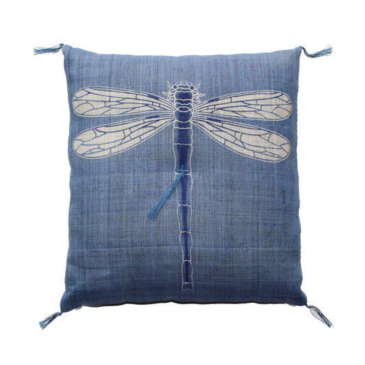 Zabuton (Japanese Cushion) / Ramie / Dragonfly/ Light Blue / W42xH45cm